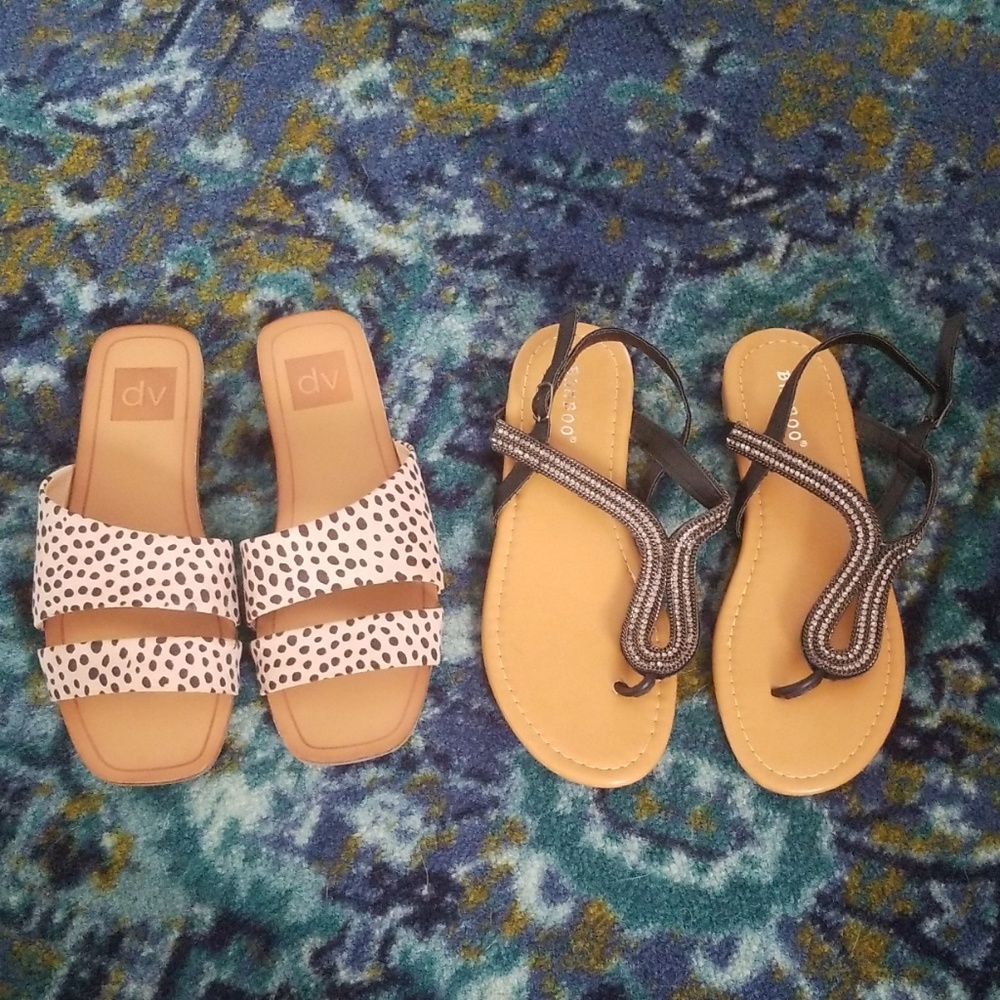 Dolce Vita sz 7 leopard, Bamboo sz 7 black sandals